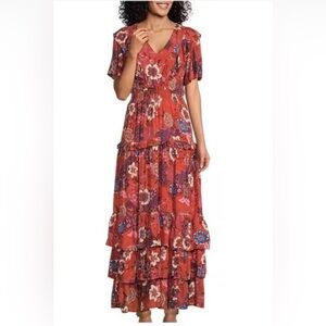 Westbound Red Floral Maxi Dress